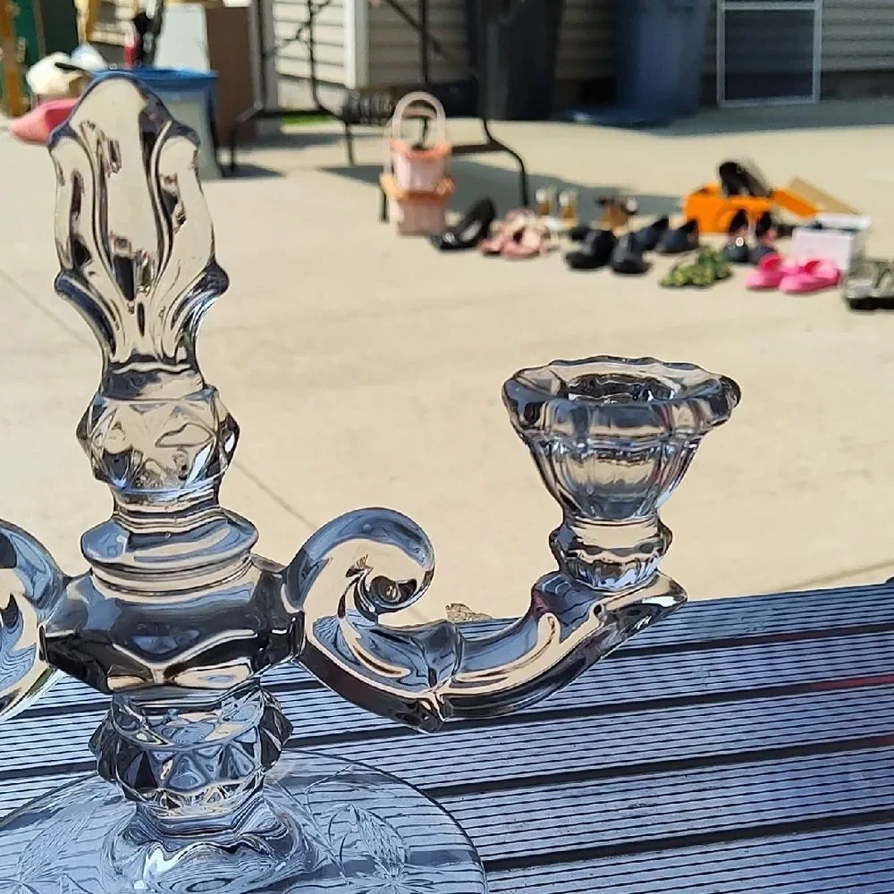 Vintage 1930s-1950s Duncan & Miller Sheffield Cut Glass Candlestick Holder